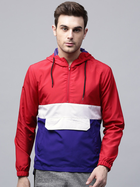 

HRX by Hrithik Roshan Men Red & Blue Colourblocked Sporty Jacket