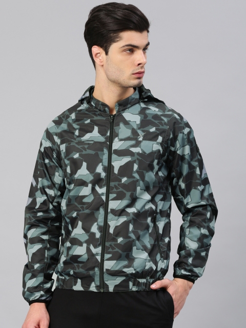

HRX by Hrithik Roshan Men Black Printed Hooded Sporty Jacket