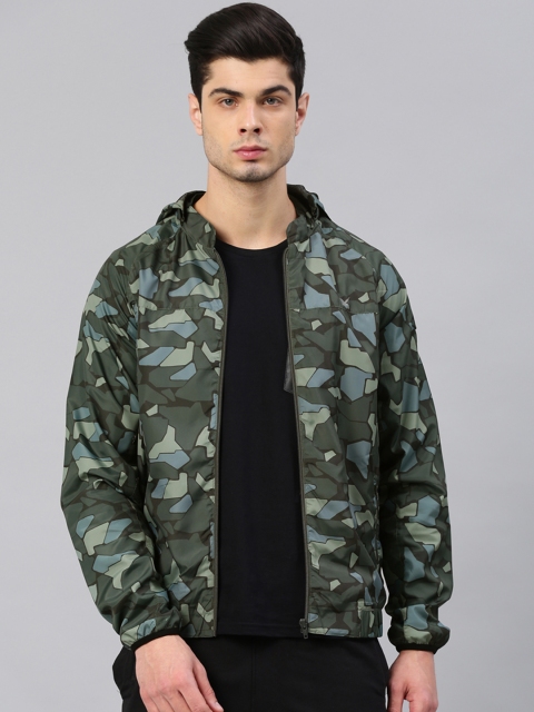 

HRX by Hrithik Roshan Men Olive Green Printed Hooded Sporty Jacket