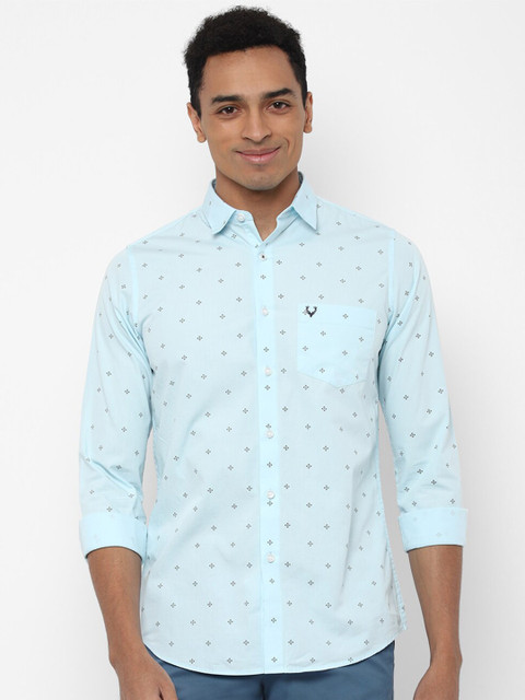 

Allen Solly Men Blue Slim Fit Printed Pure Cotton Casual Shirt