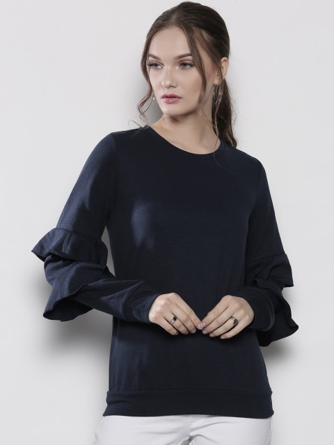 

DOROTHY PERKINS Women Navy Blue Ruffle Detail Sweatshirt