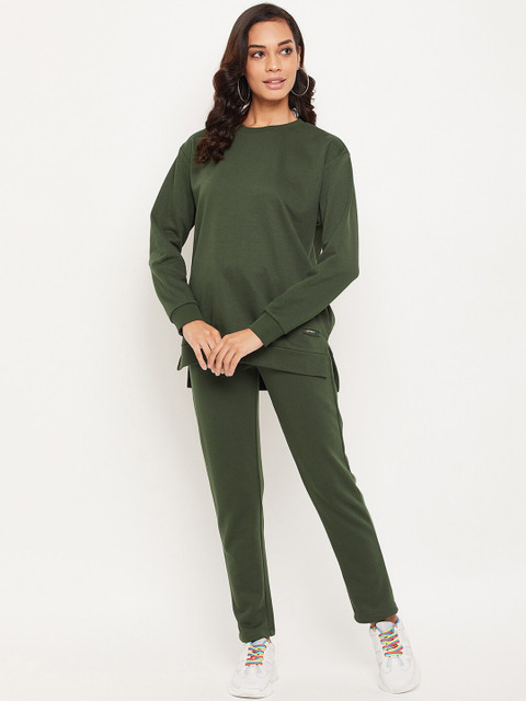 

EDRIO Women Solid Relaxed Fit Co-Ords, Green