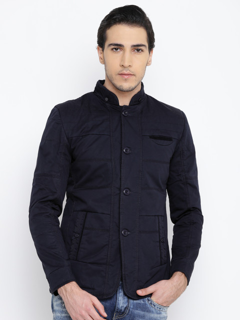 

Fort Collins Men Navy Solid Jacket, Navy blue