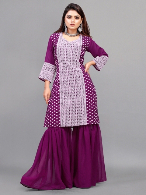 

APNISHA Purple Georgette Ethnic Maxi Dress