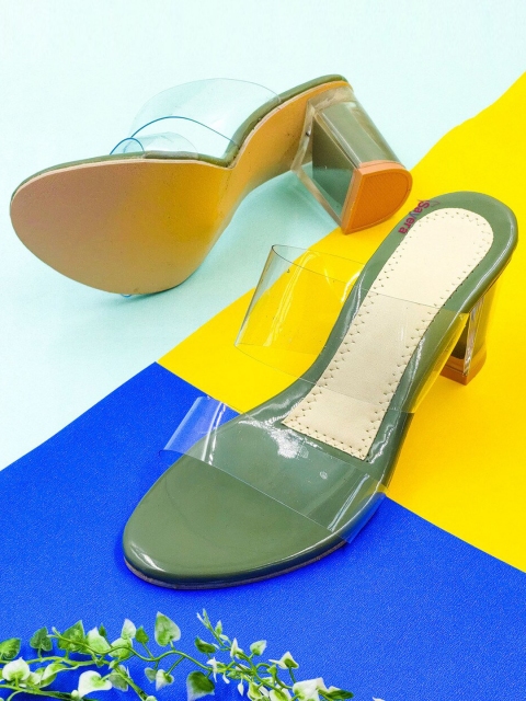 

Sayera Women Green Party Transprent Block Heels