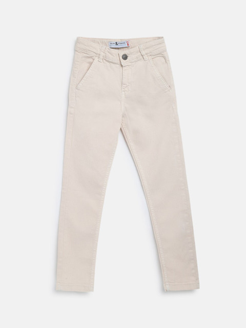 

TALES & STORIES Boys Cream-Coloured Slim Fit Chinos Trouser