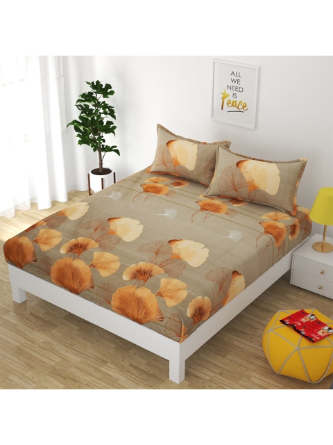 

Bajo's Brown & Beige Floral 250 TC King Bedsheet with 2 Pillow Covers