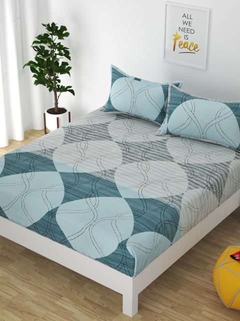 

Bajo's Grey & Green Geometric 250 TC King Bedsheet with 2 Pillow Covers