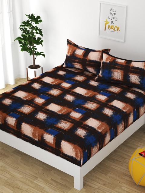 

Bajo's Brown & Peach-Coloured Geometric 250 TC King Bedsheet with 2 Pillow Covers