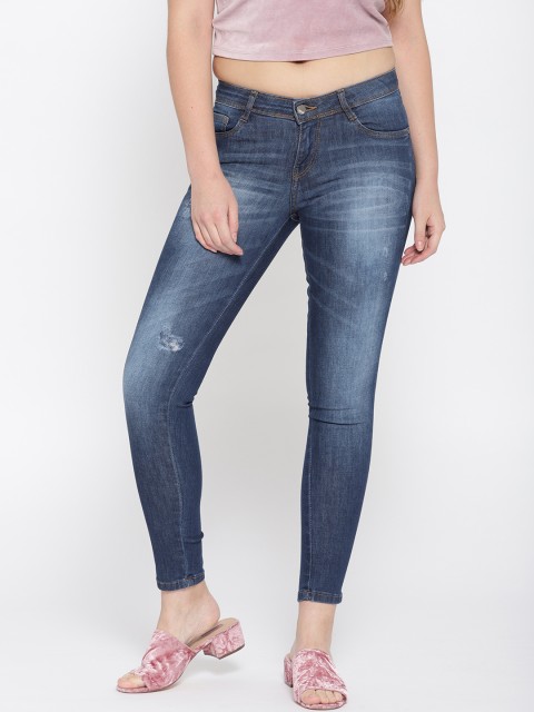 

Kraus Jeans Women Blue Skinny Fit Mid-Rise Low Distress K3051 Jeans