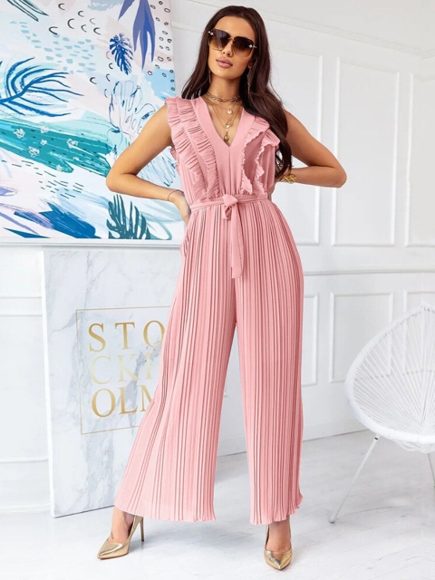 

BoStreet Pink Basic Lace Inserts Jumpsuit