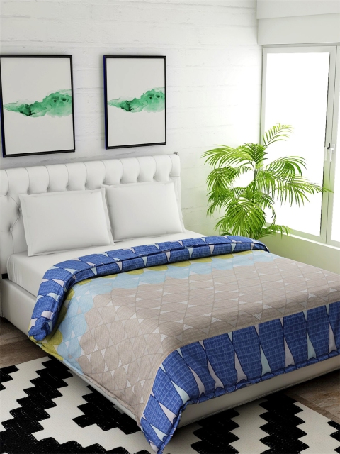 

Salona Bichona Blue & Grey Floral Pure Cotton 144 TC Double Bed Comforter