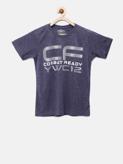 

YWC Boys Blue Printed Round Neck T-shirt