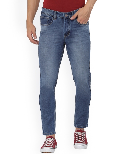 

FEVER Men Blue Cotton Cropped Slim Fit Light Fade Clean Look Stretchable Jeans