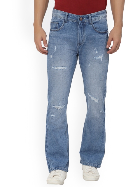 

FEVER Men Blue Bootcut Low Distress Light Fade Jeans