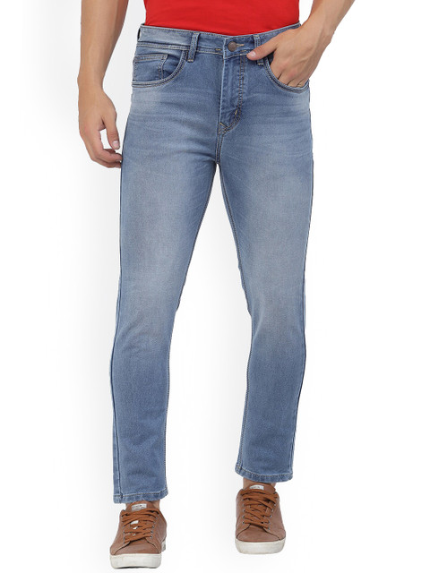 

FEVER Men Blue Cropped Slim Fit Heavy Fade Stretchable Jeans