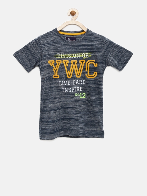 

YWC Boys Navy Printed T-shirt, Navy blue