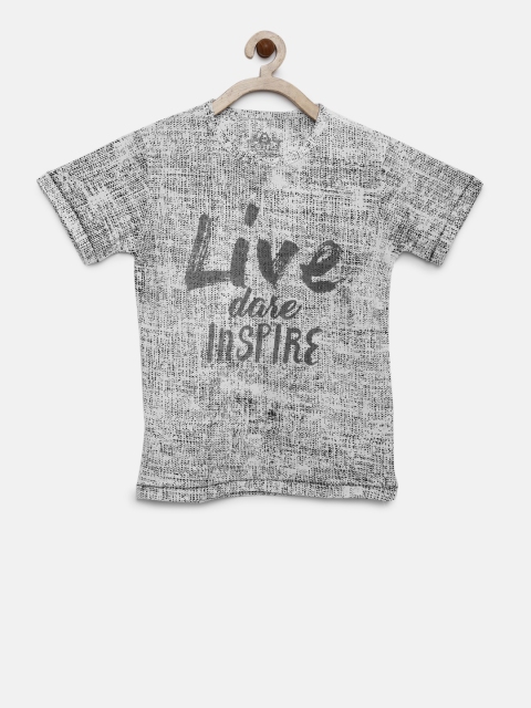

YWC Boys White & Black Printed T-shirt