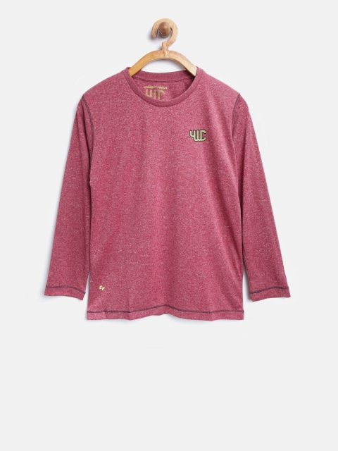 

YWC Boys Maroon Solid Round Neck T-shirt