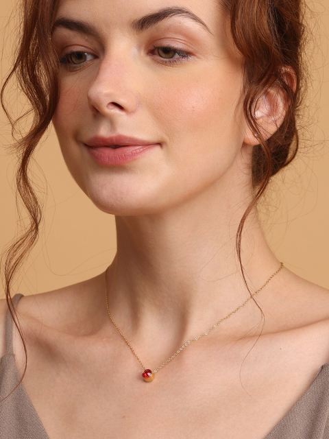 

PALMONAS Red & 18k Gold-Plated Necklace