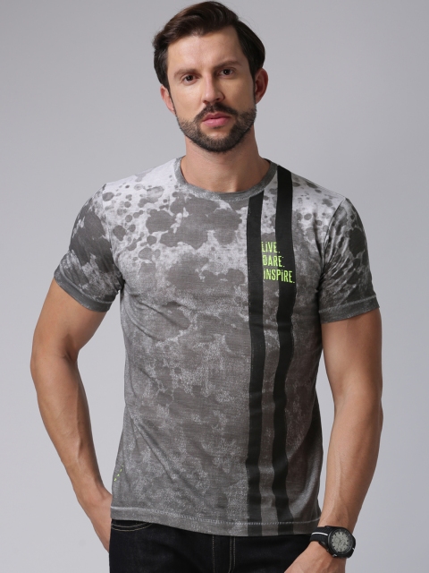 

YWC Men Grey & White Printed T-shirt