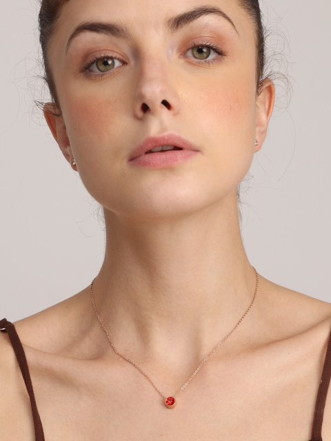 

PALMONAS 18k Rose Gold Plated Garnet Studded Chain
