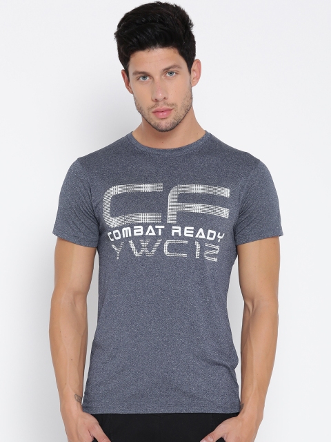 

YWC Men Blue Printed Round Neck T-shirt