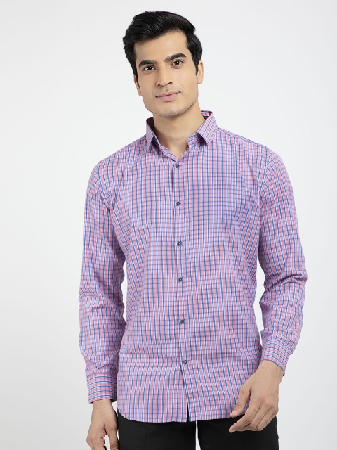 

RED FEATHER Men Purple Checked Formal Shirt