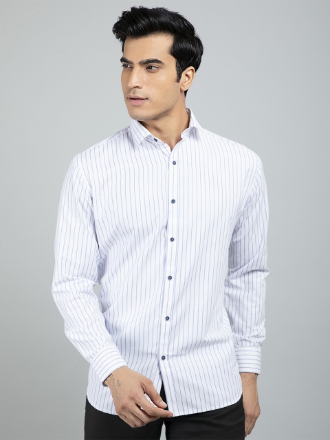

RED FEATHER Men White Striped Formal Shirt