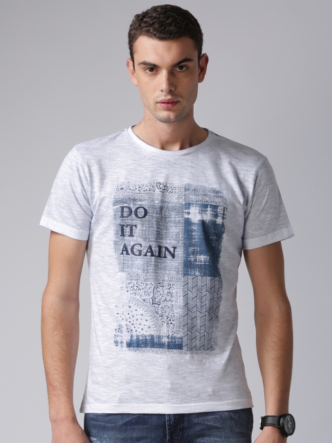 

YWC Men Grey Printed Round Neck T-Shirt