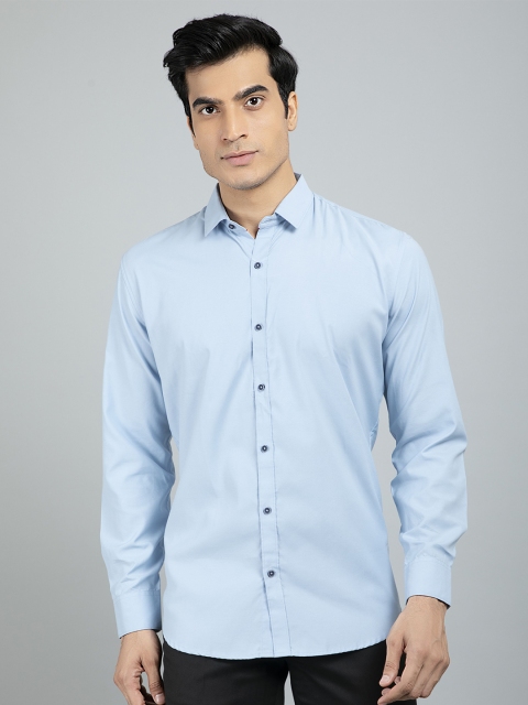 

RED FEATHER Men Blue Solid Formal Regular Fit Shirt