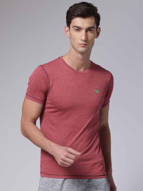 

YWC Men Red Solid Round Neck T-shirt