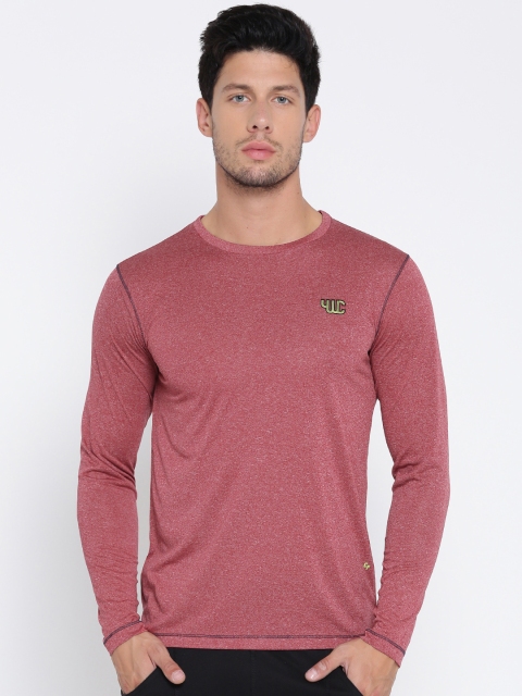 

YWC Men Red Solid Round Neck T-shirt