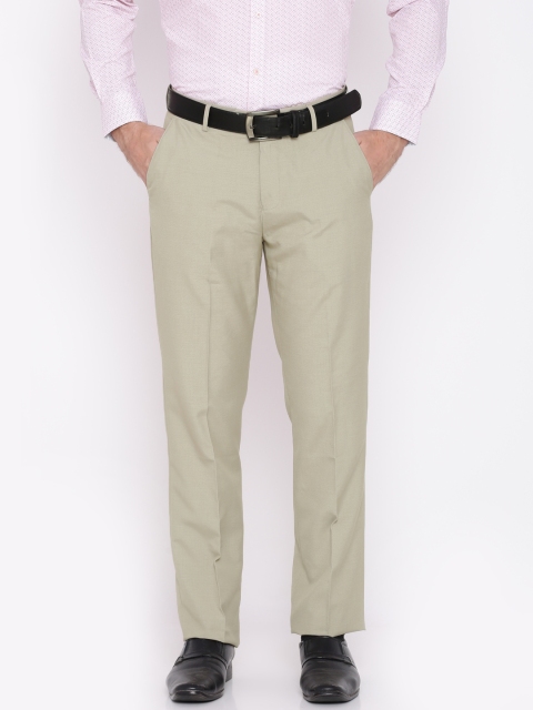 

Peter England Men Beige Smart Fit Solid Formal Trousers