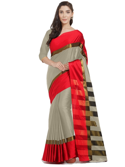 

Silk Bazar Beige & Red Solid Uppada Saree