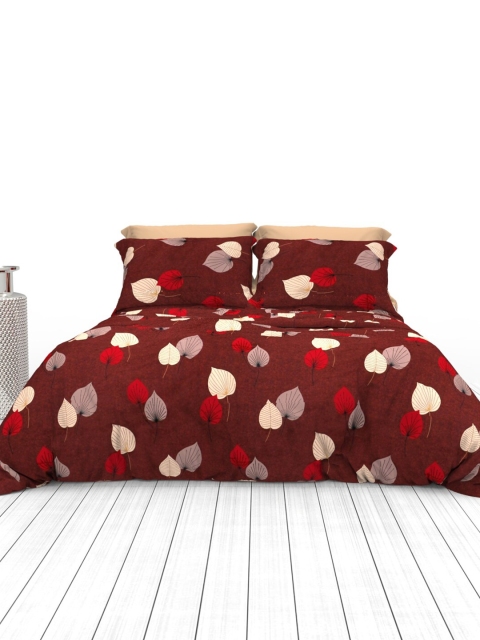 

THE WHITE MOSS Maroon & Cream Pure Cotton Geometric 210 TC King Bedsheet & 2 Pillow Covers