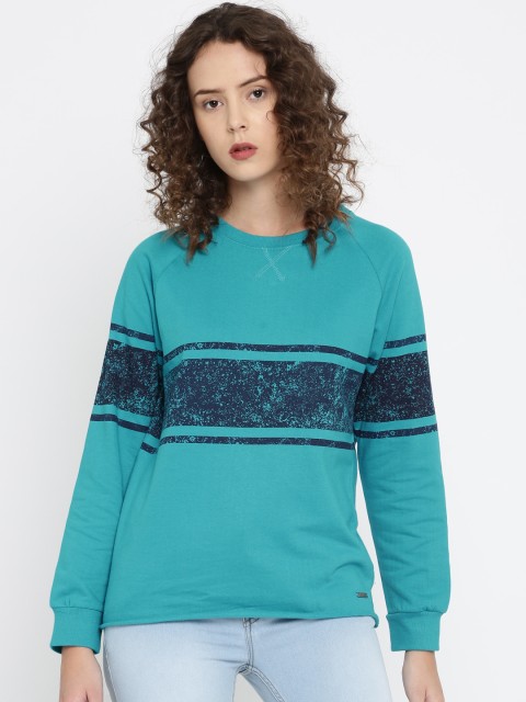 

Roadster Women Blue Printed Sweatshirt