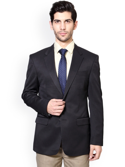 

Peter England Men Charcoal Grey Single-Breasted Slim Fit Formal Blazer