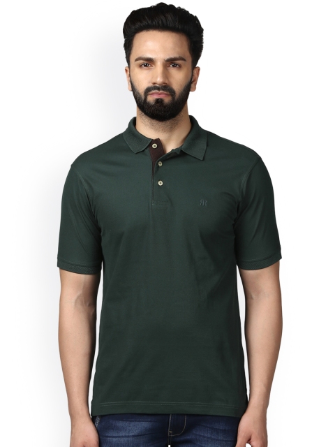 

Raymond Men Green Solid Polo Collar T-shirt