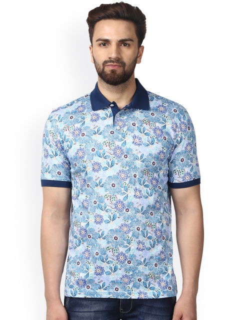 

Raymond Men Blue Printed Polo Collar T-shirt