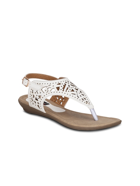 

Get Glamr Women White Solid Open Toe Flats with Laser Cuts