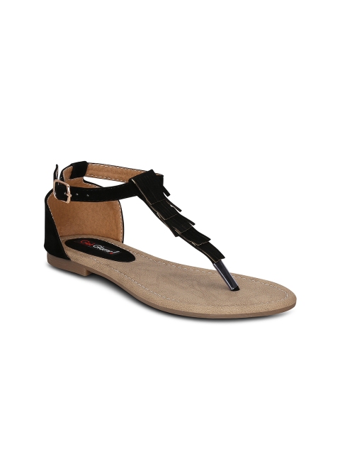 

Get Glamr Women Black Solid T-Strap Flats