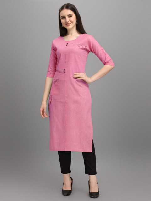 

RIVAMA Women Pink Cotton Kurta