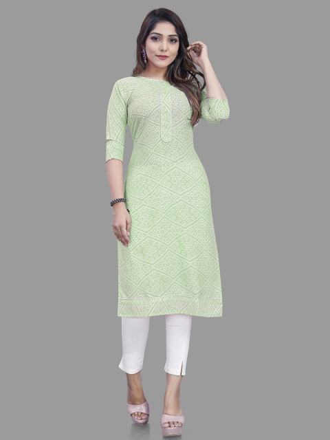 

RIVAMA Women Green & White Floral Printed Kurta