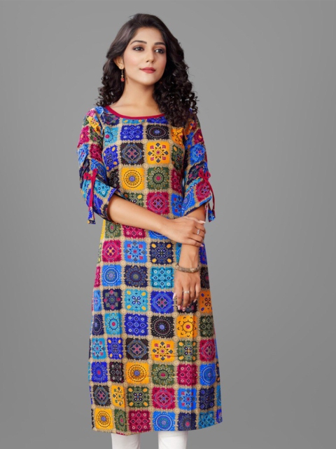 

RIVAMA Women Blue Floral Printed Kurta