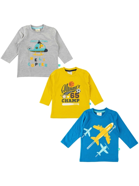 

JusCubs Boys Grey & Yellow Pack of 3 Cotton Printed T-shirt