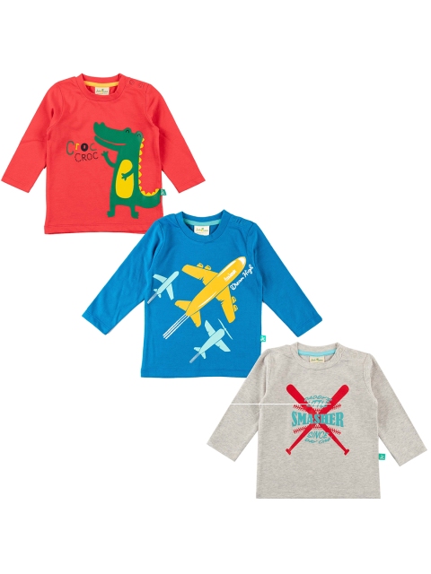 

JusCubs Boys Red & Blue Pack Of 3 Printed T-shirt