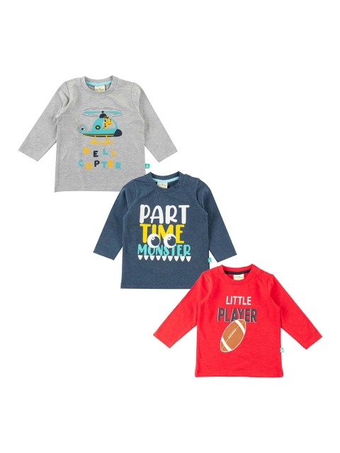 

JusCubs Boys Pack Of 3 Typography Printed T-shirt, Grey