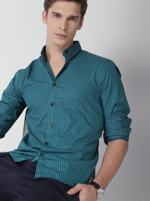 

INVICTUS Men Blue & Green Slim Fit Checked Casual Shirt