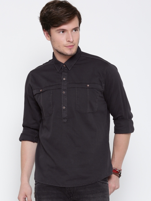 

Roadster Men Charcoal Grey Solid Casual Shirt
